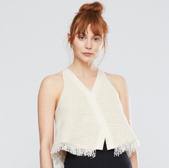 Nanushka sand beige fringe loose top, Size XS - Picture 1 of 8